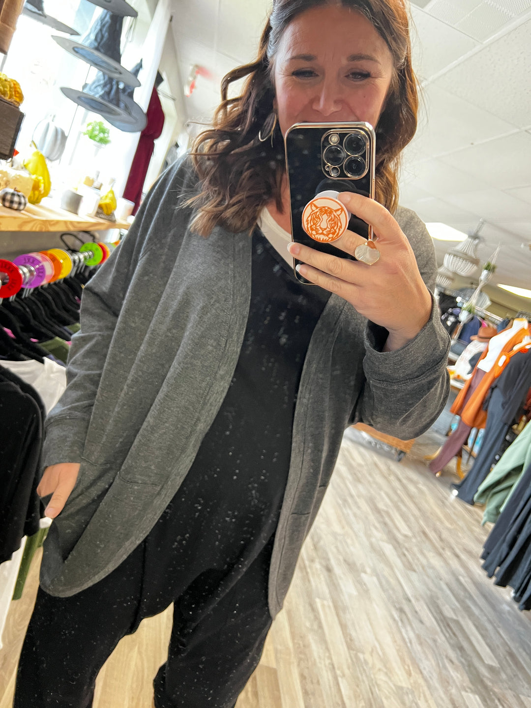 Charcoal Pocket Cardigan