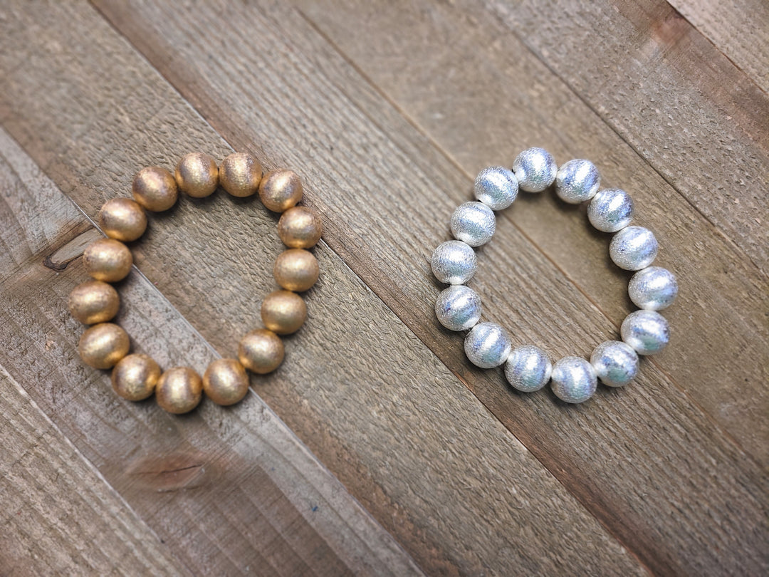 Gold or Silver Bead Stretch Bracelet