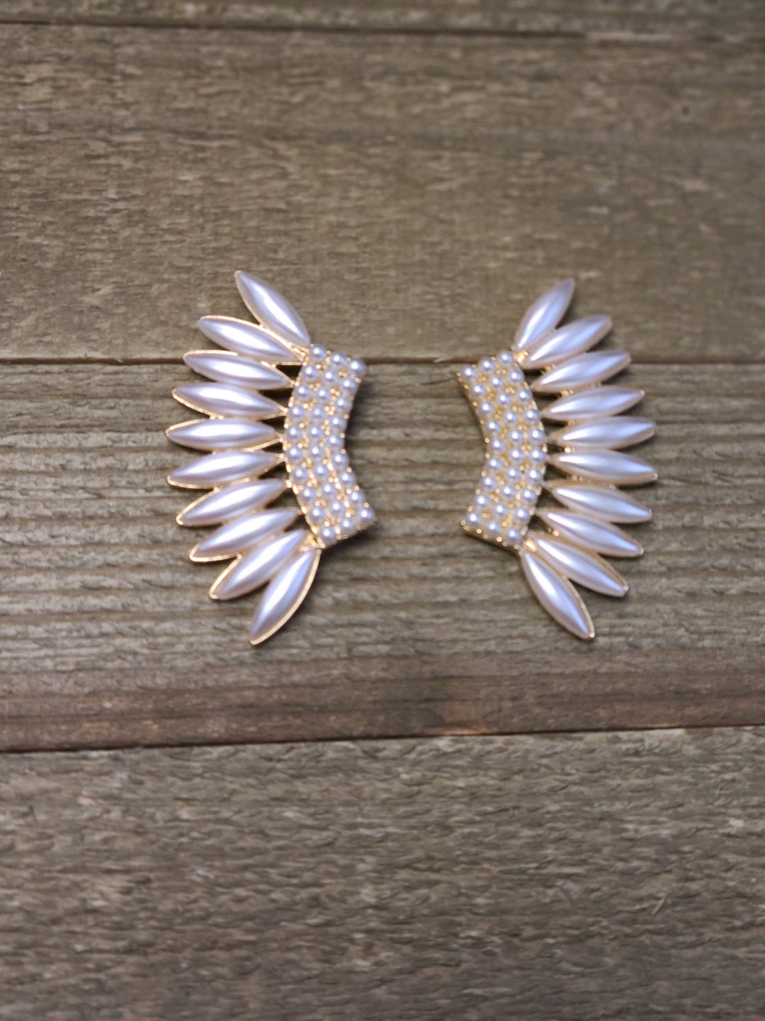 Faux Pearl Wing Earring