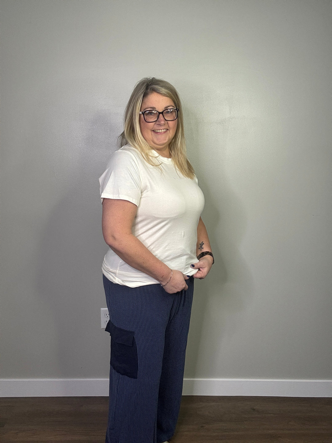 Navy Ribbed Pants