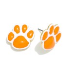 Painted Metal Paw Print Earrings