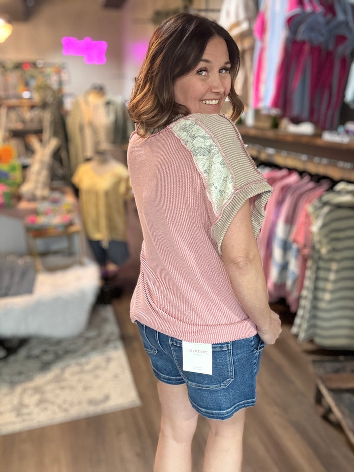 Spring Lace Contrast Tee