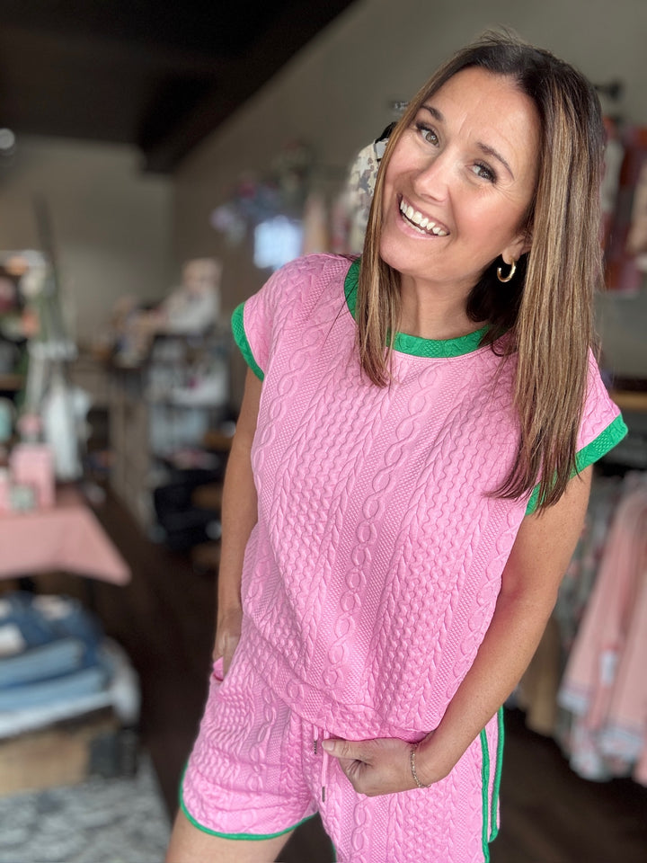 Pink Textured Lounge Set