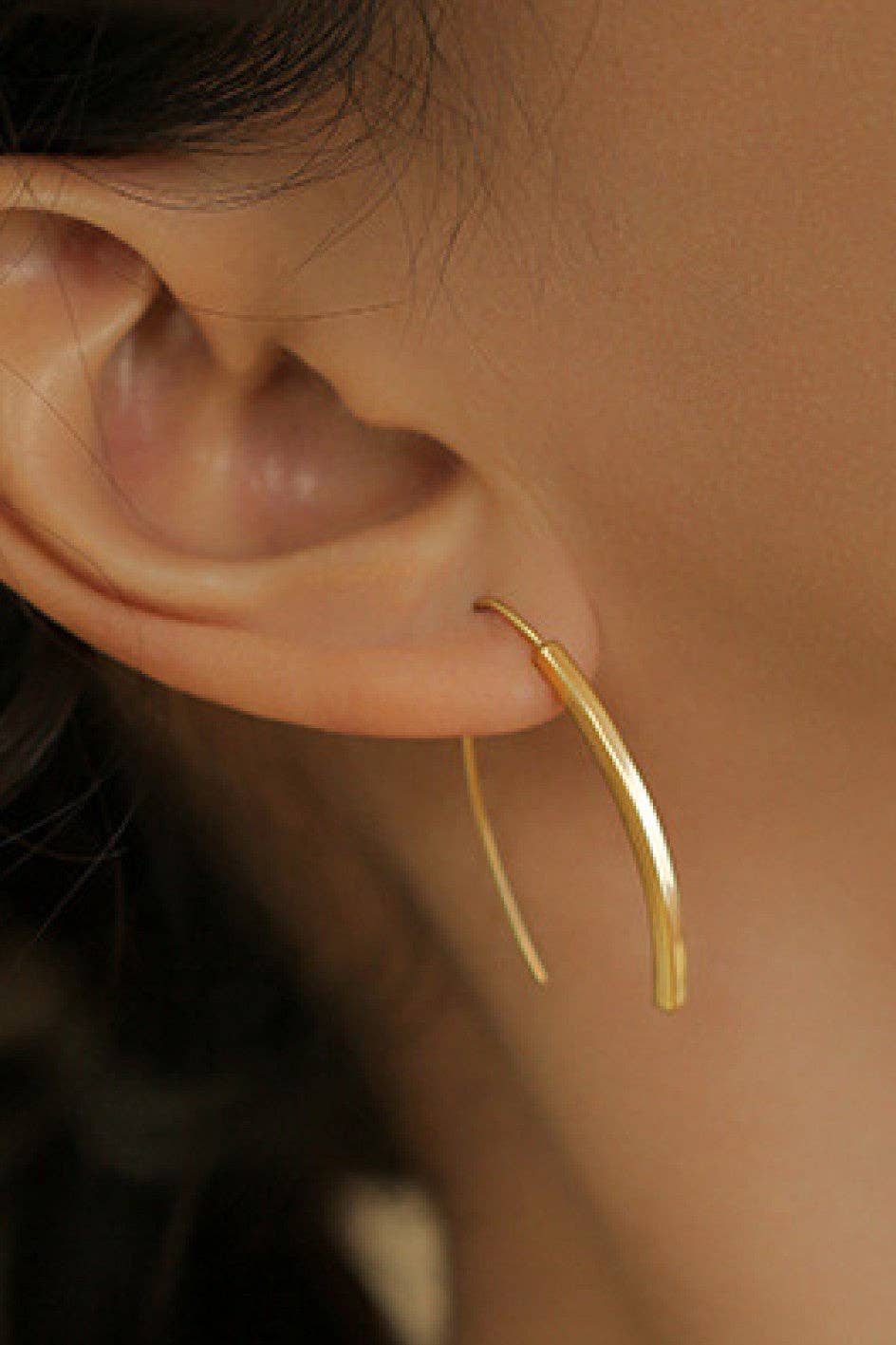 18K Gold PVD Plated Stainless Steel Threader Earrings - 7196