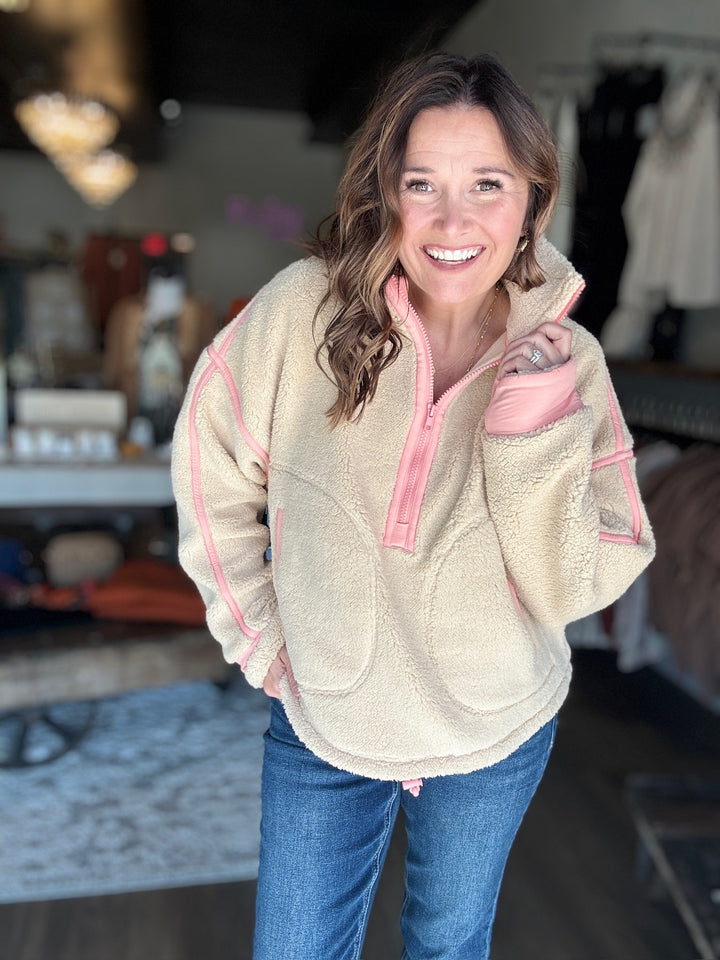 Beige Sherpa Sweatshirt