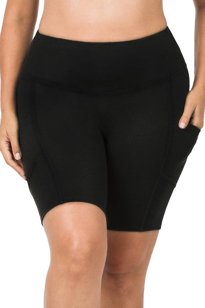 Plus Microfiber Black Biker Shorts