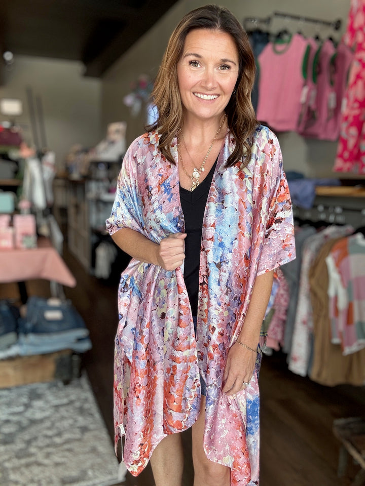 Silky Abstract Kimono