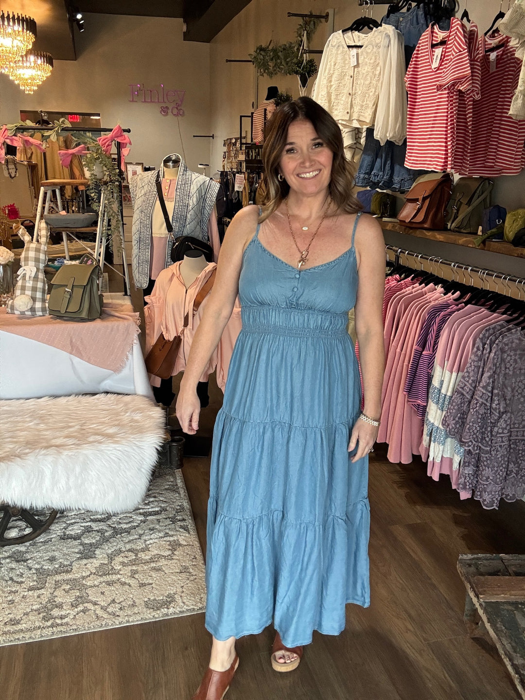 Spring Chambray Midi Dress