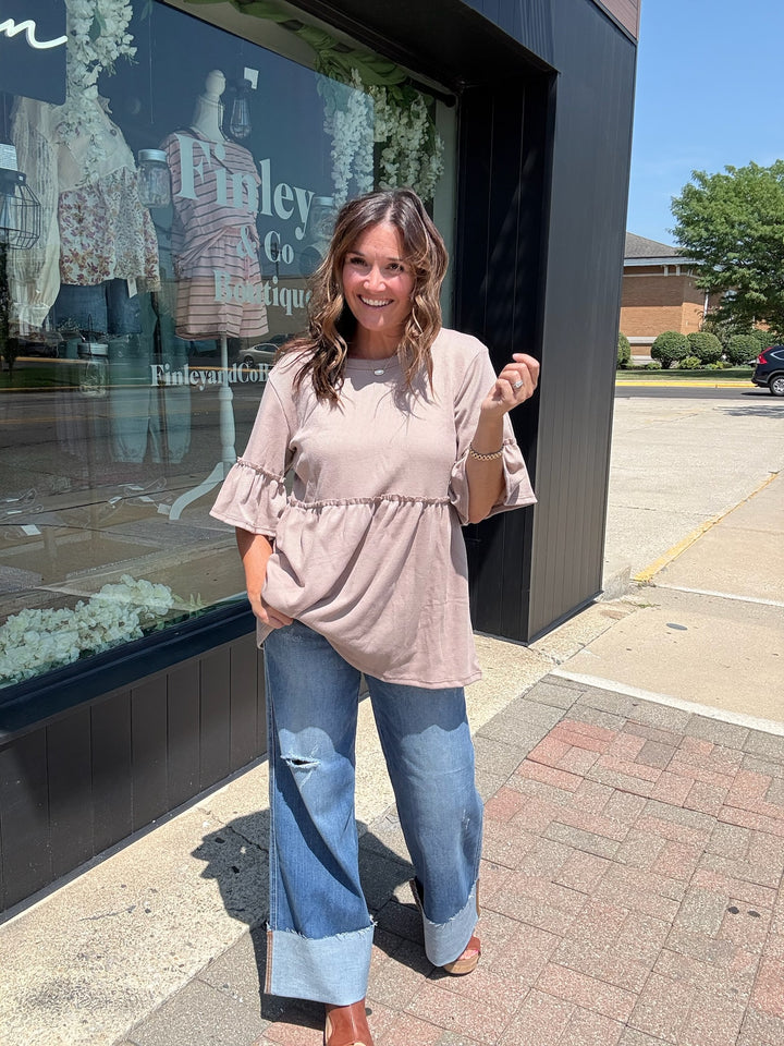 Babydoll Waffle Knit Top