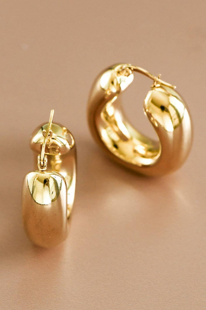 18K Gold Plated Waterproof Stainless Steel Hoop Earrings - 7367