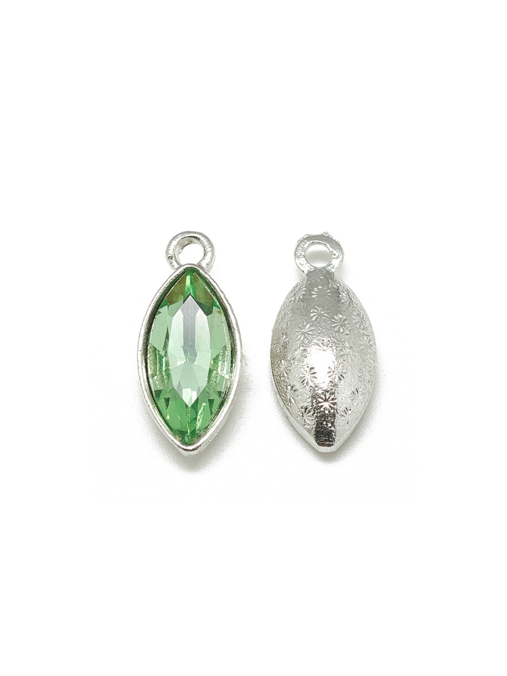 Silver Marquise Colored Glass Charms