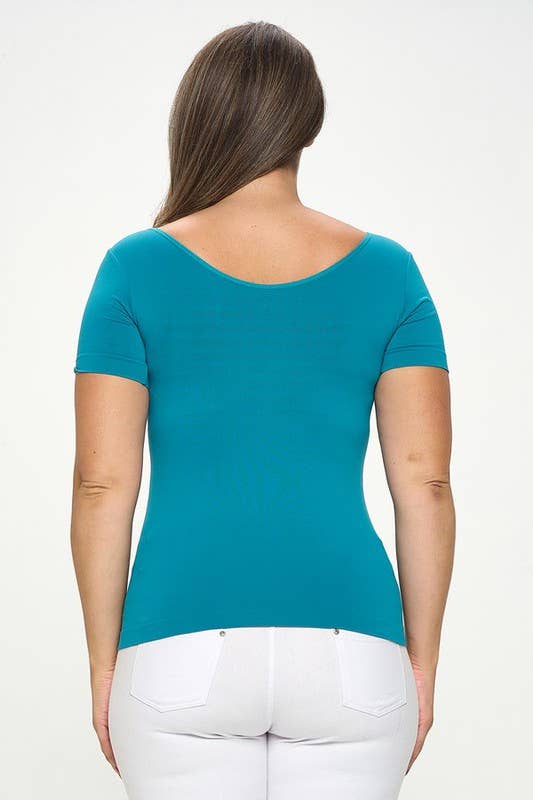 Seamless Reversible V-Neck Short Sleeve Top