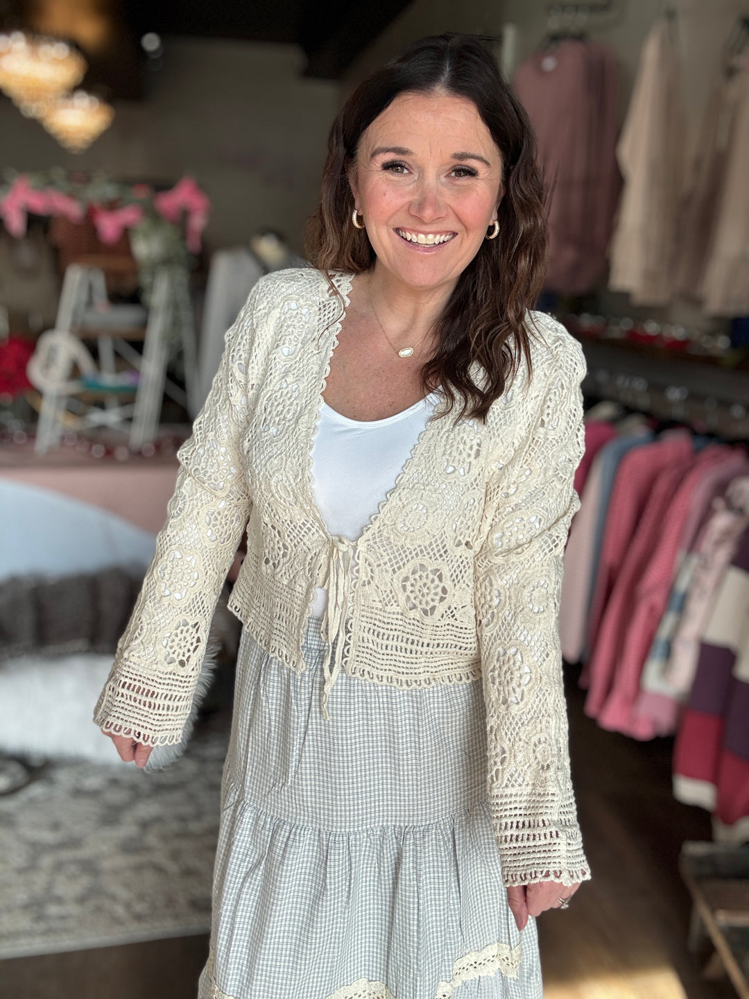 Crochet Open Front Cardigan