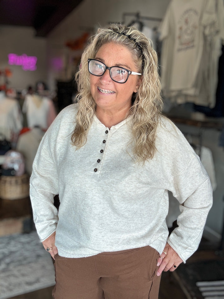 Fall Morning Cozy Henley Sweater