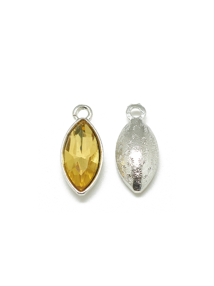 Silver Marquise Colored Glass Charms