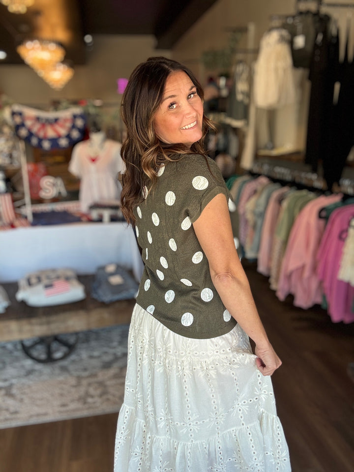 Olive Polka Dot Darling Top