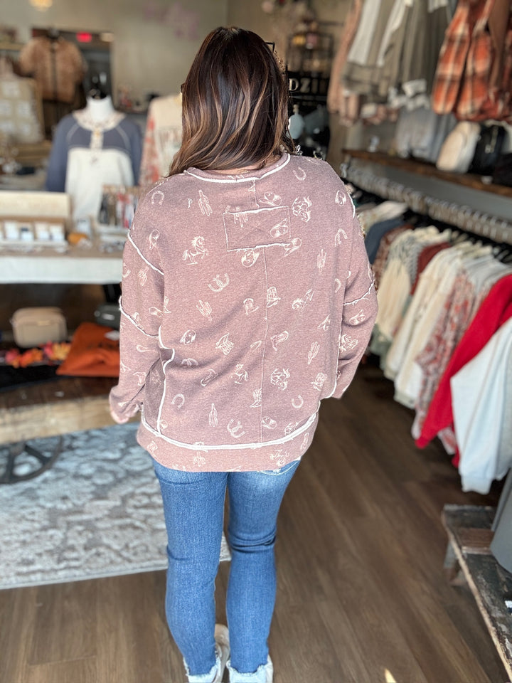 Wild West Brown Crewneck