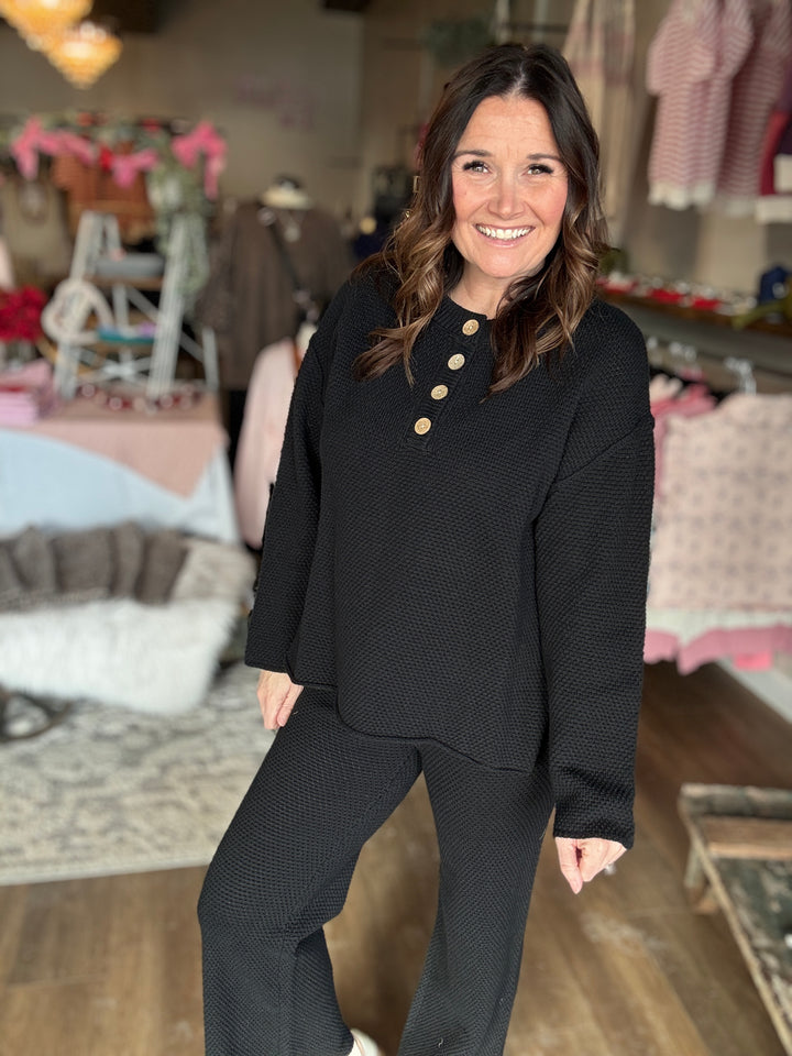 Cozy Up Black Knit Set