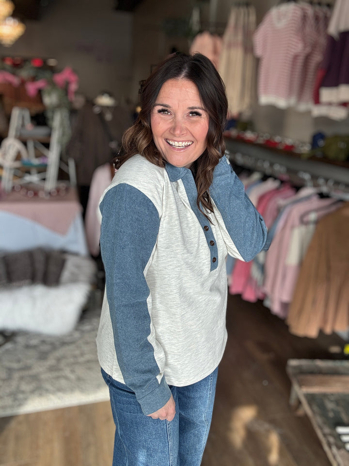 Denim Patch Grey Sweatshirt