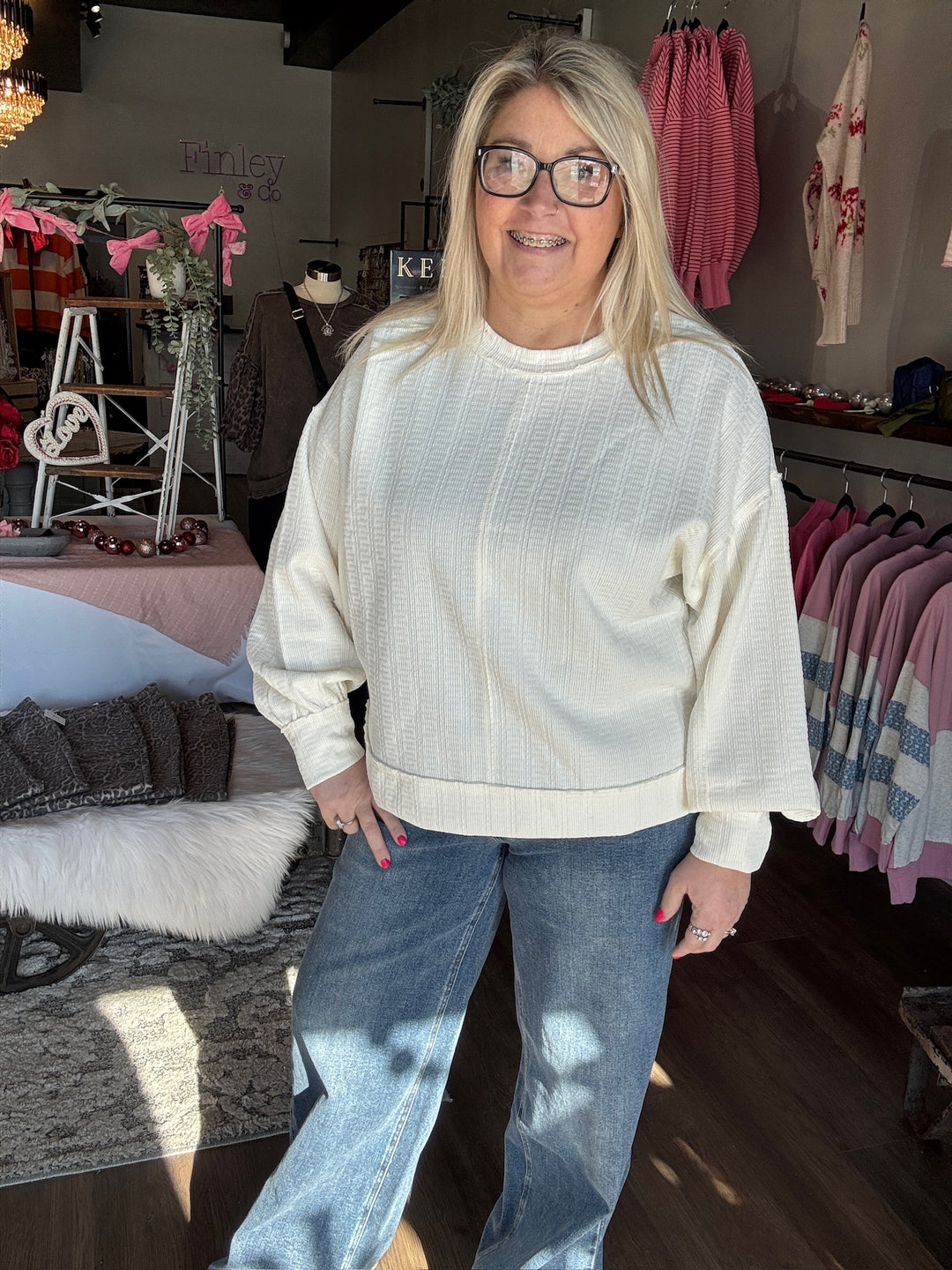 Textured Oversized Knit Top