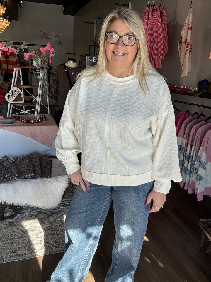 Textured Oversized Knit Top