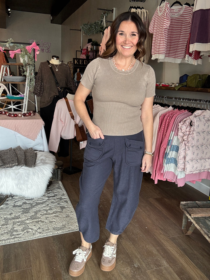 Navy Barrel Fit Sweatpants