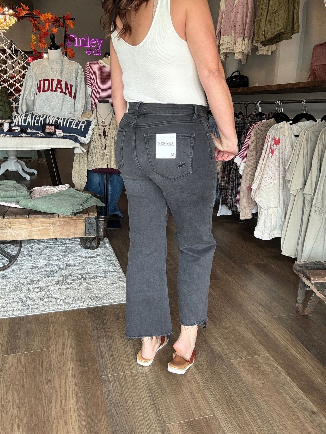Fall Black Cropped Wide Leg Jeans
