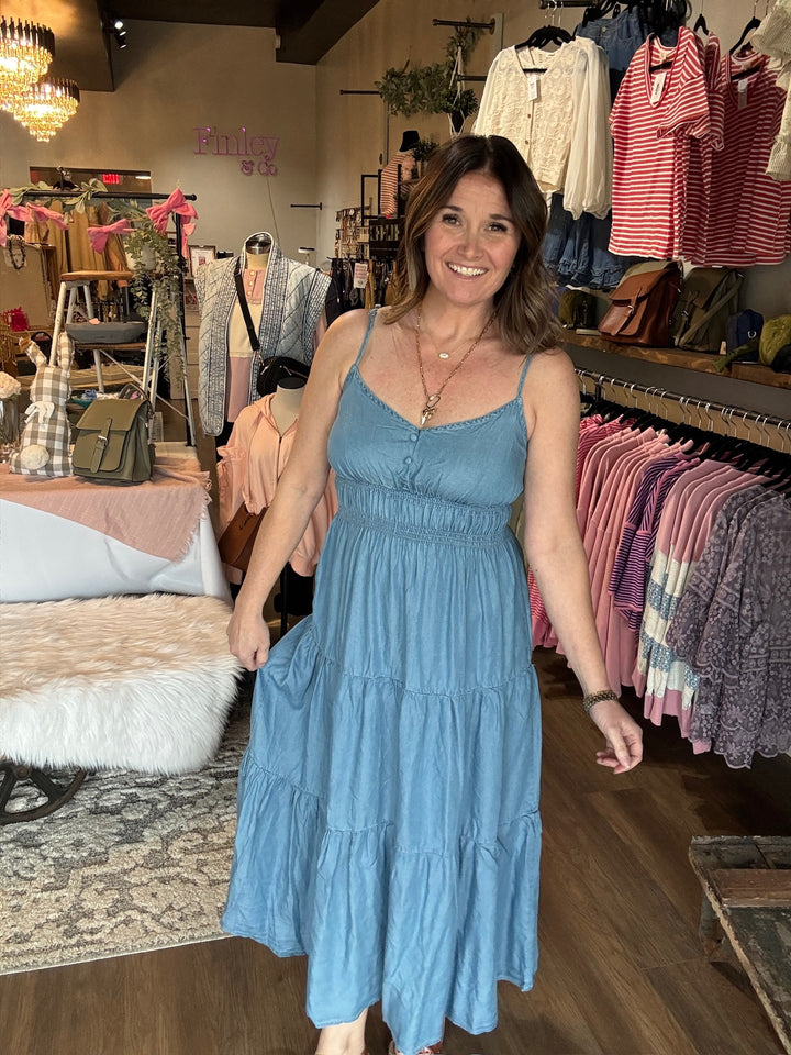 Spring Chambray Midi Dress