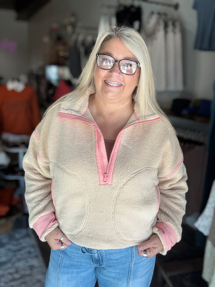 Beige Sherpa Sweatshirt