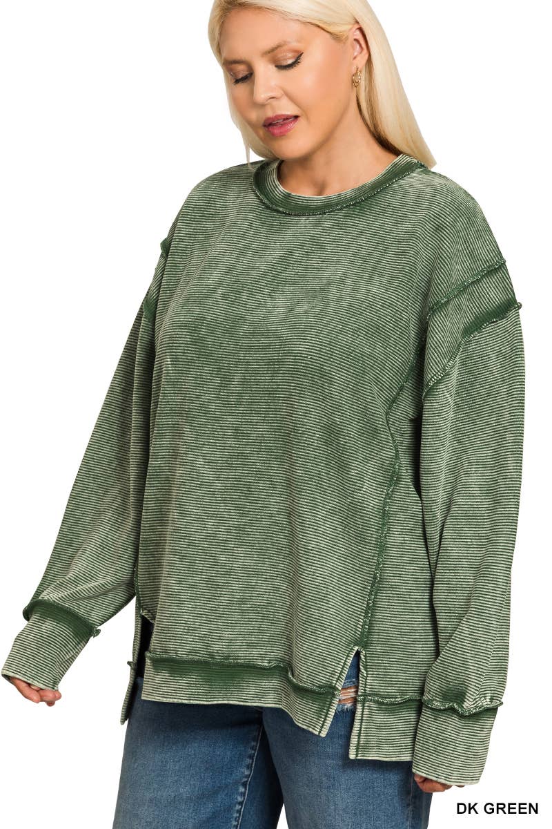 0815 Plus Acid Washed Exposed Seam Sweatshirt SI-28613