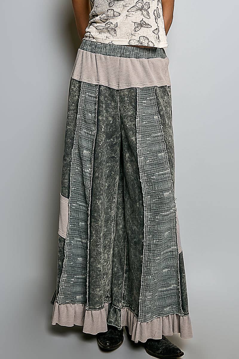 French Terry Ruffle Hem Straight-Leg pants