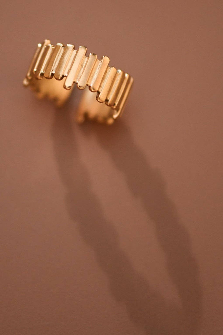 18K Gold Plated Waterproof Stainless Steel Ring - 7869