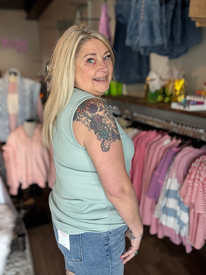 Spring Sage Ribbed Tank