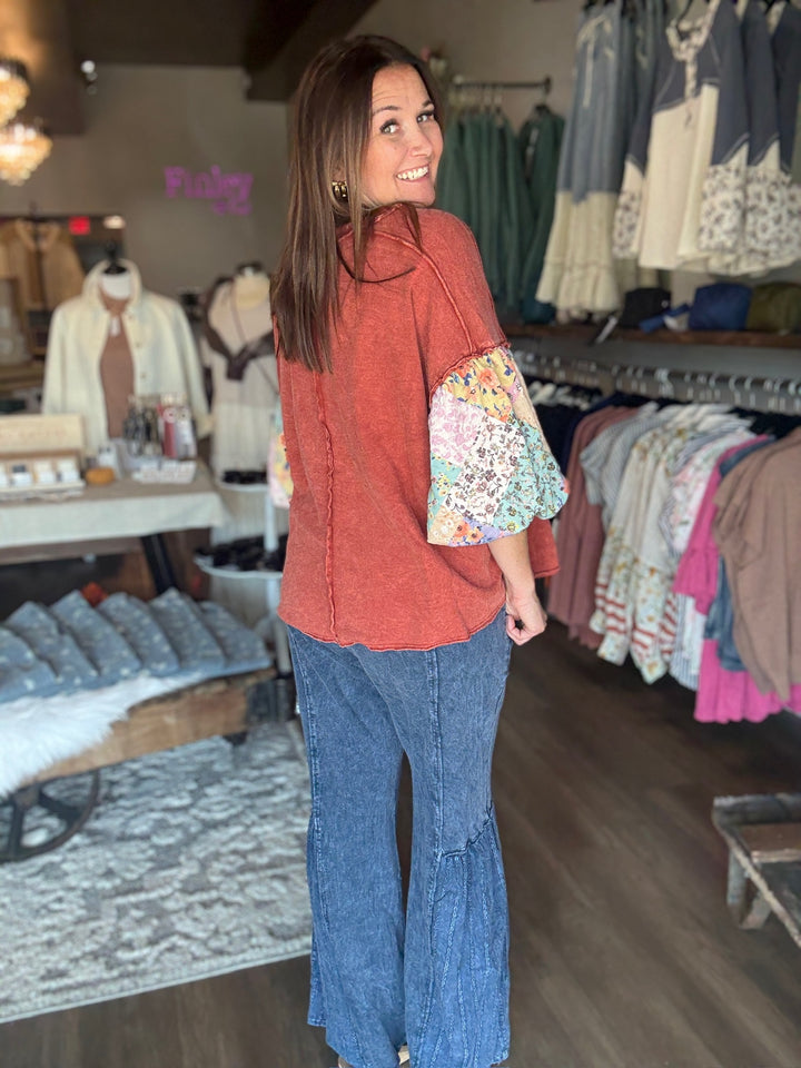 Fall Floral Puff Sleeve Top