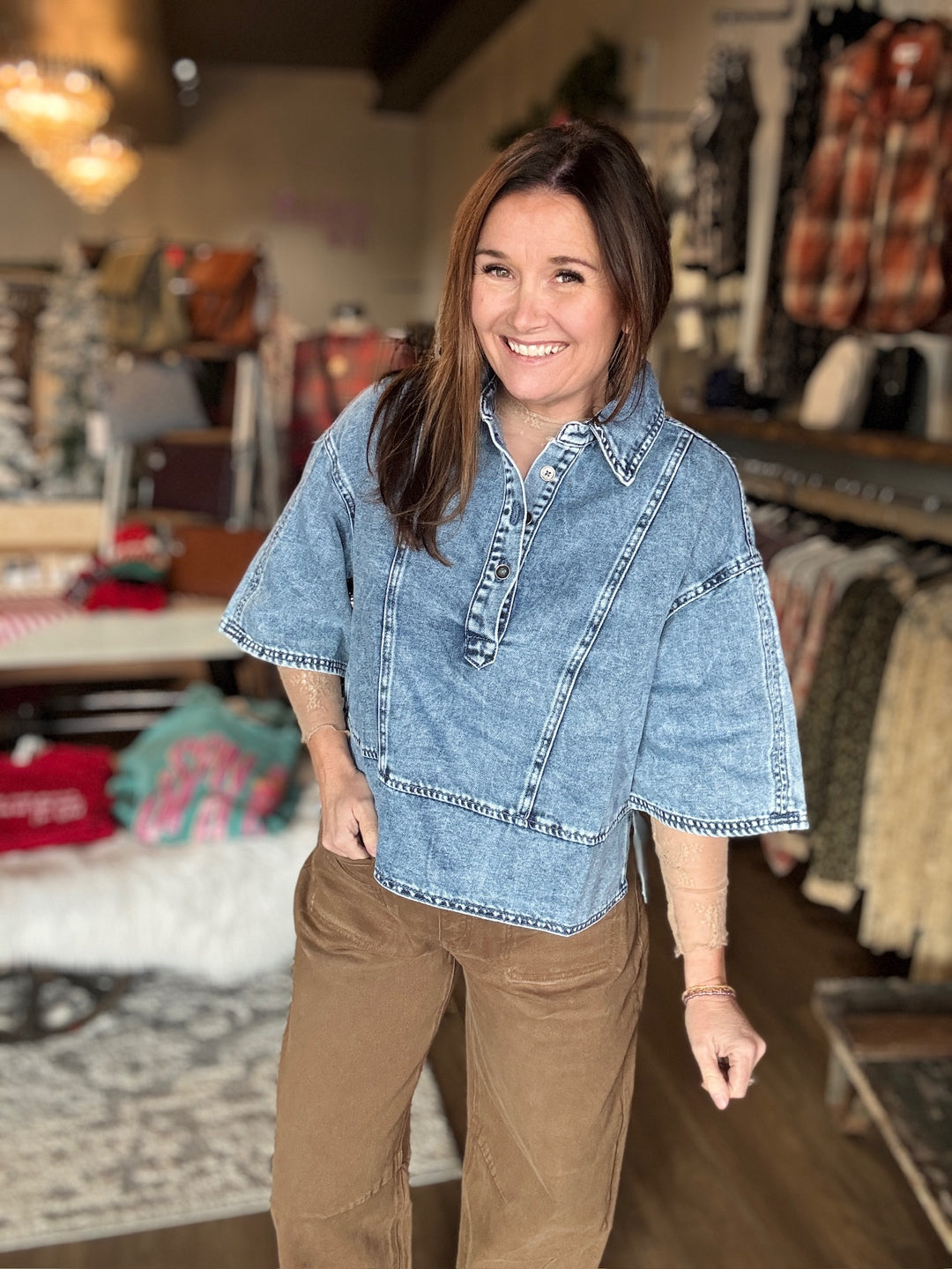 Denim Button Down Top