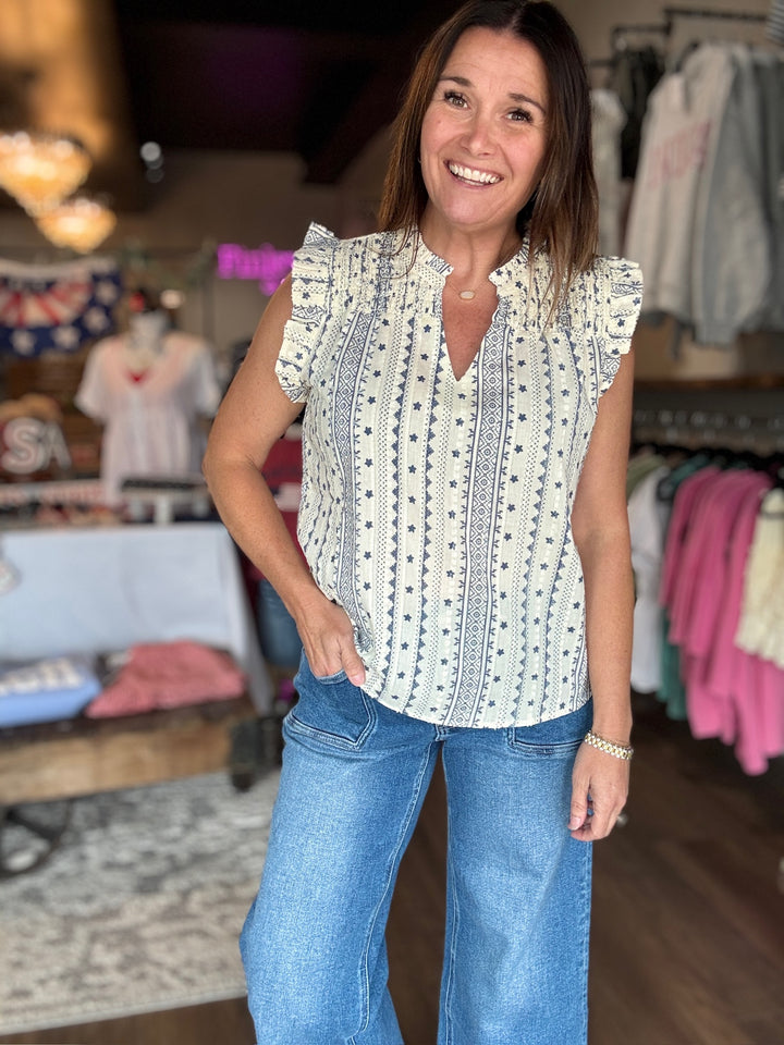 Boho Ruffle Sleeve Blouse