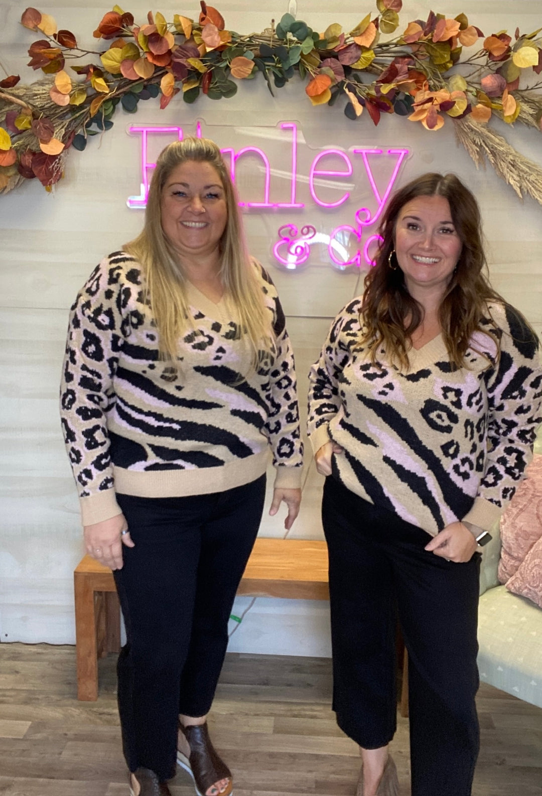 Pink & Black Leopard Print Sweater