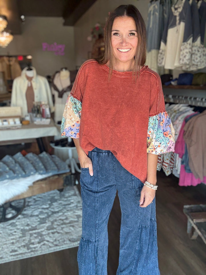 Fall Floral Puff Sleeve Top