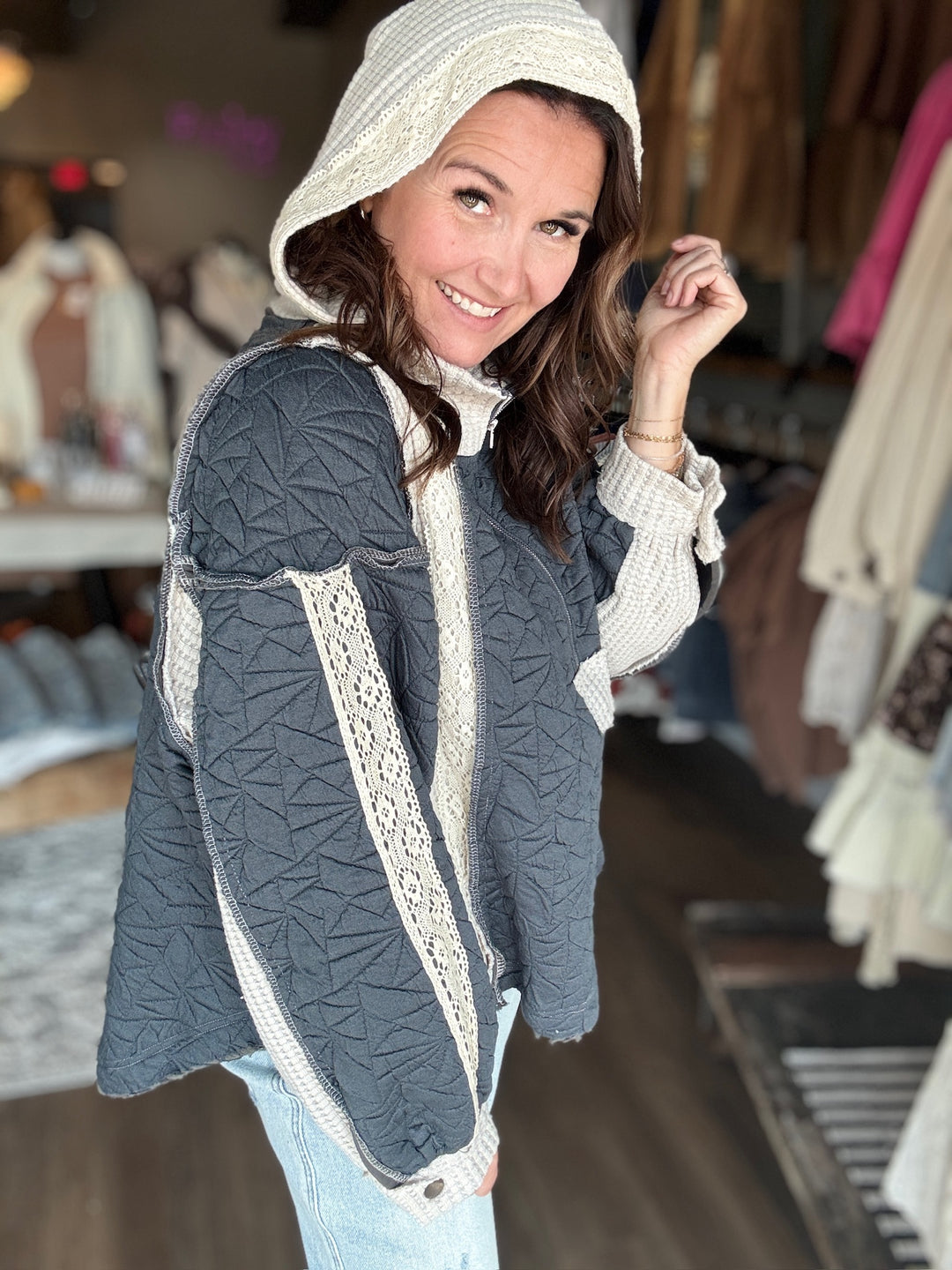 Pol Quilted Hooded Sweatshirt