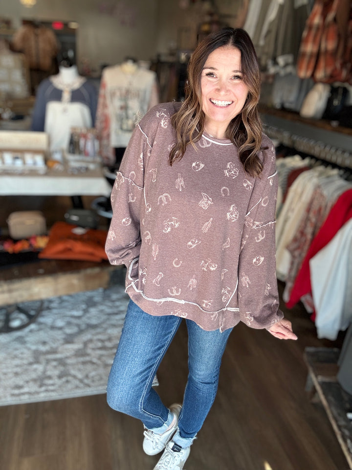 Wild West Brown Crewneck