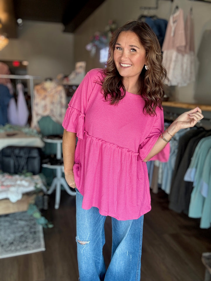 Babydoll Waffle Knit Top