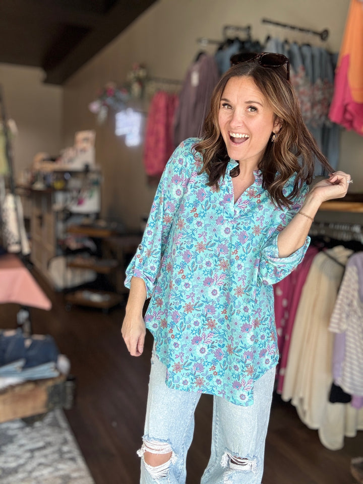 Floral 3/4 Sleeve Top