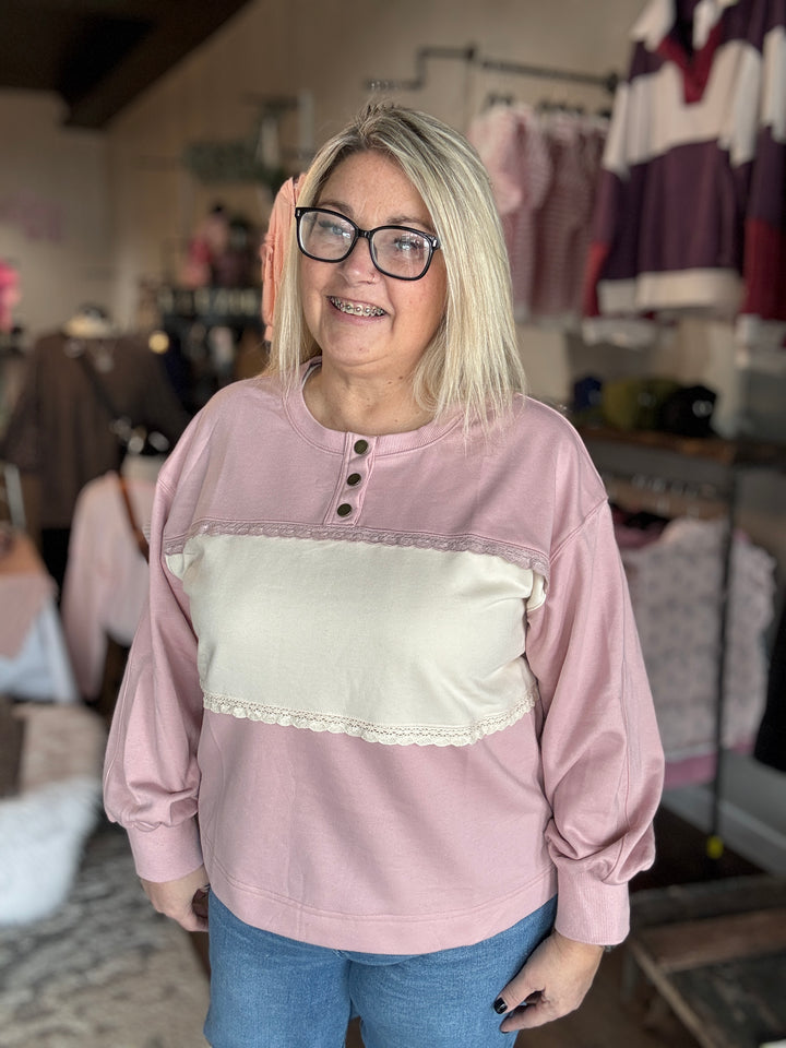 Lace Love Colorblock Sweatshirt
