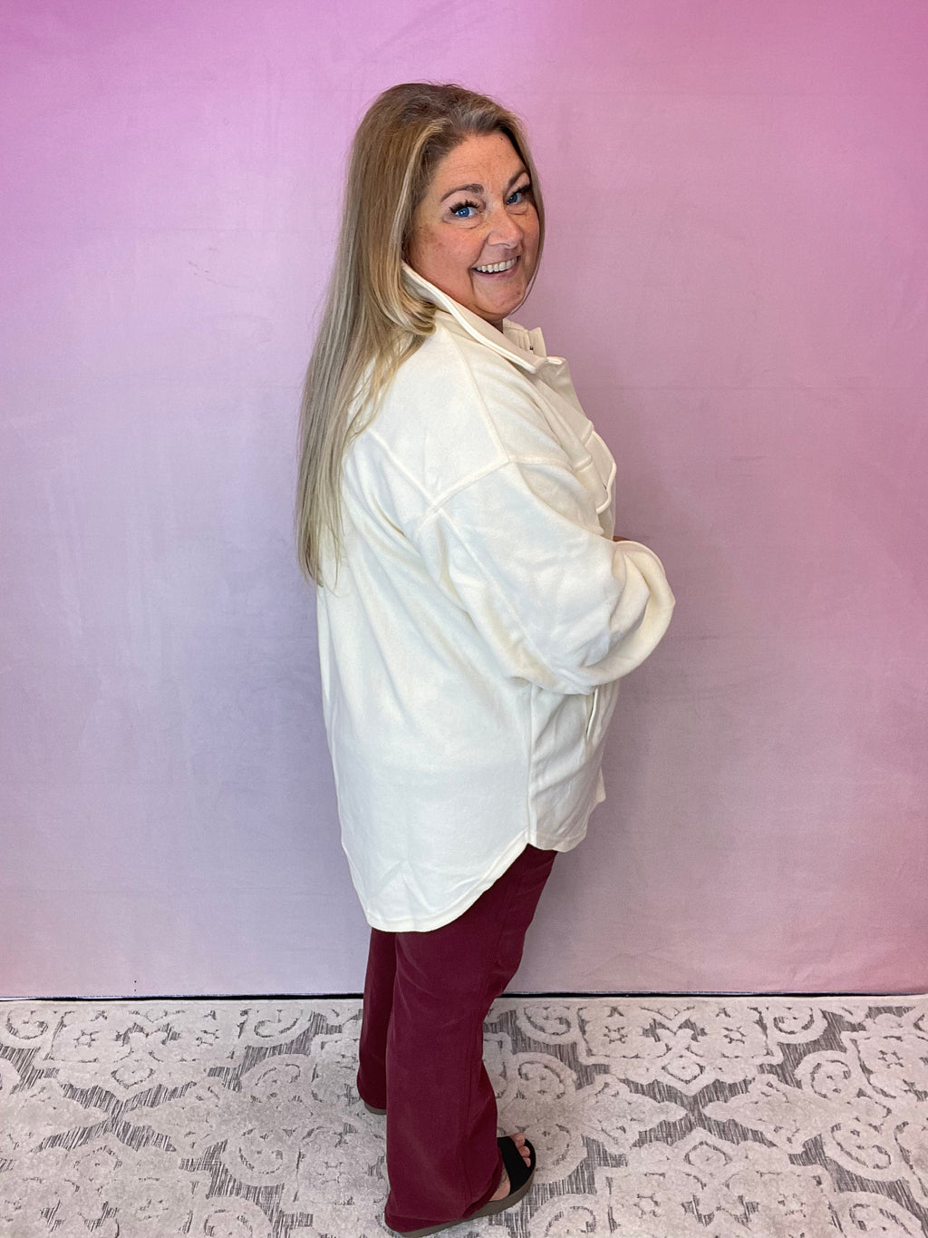 Cream Button Down Shacket