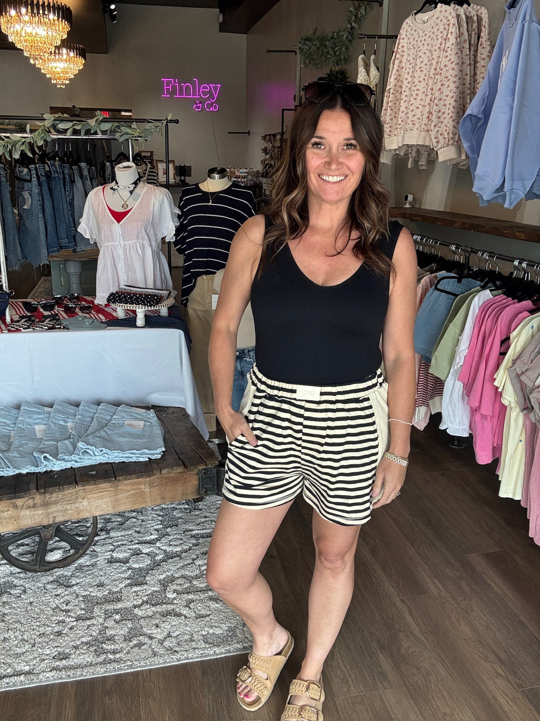 Beach Club Striped Lounge Shorts