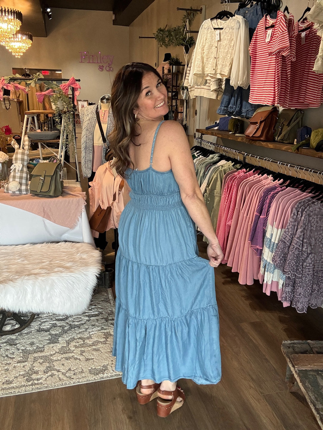 Spring Chambray Midi Dress