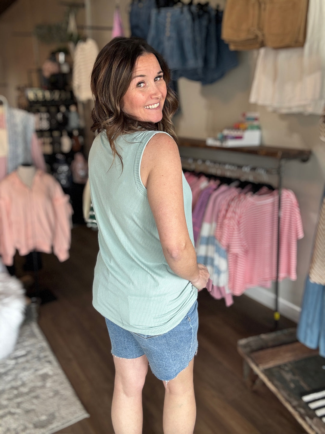 Spring Sage Ribbed Tank