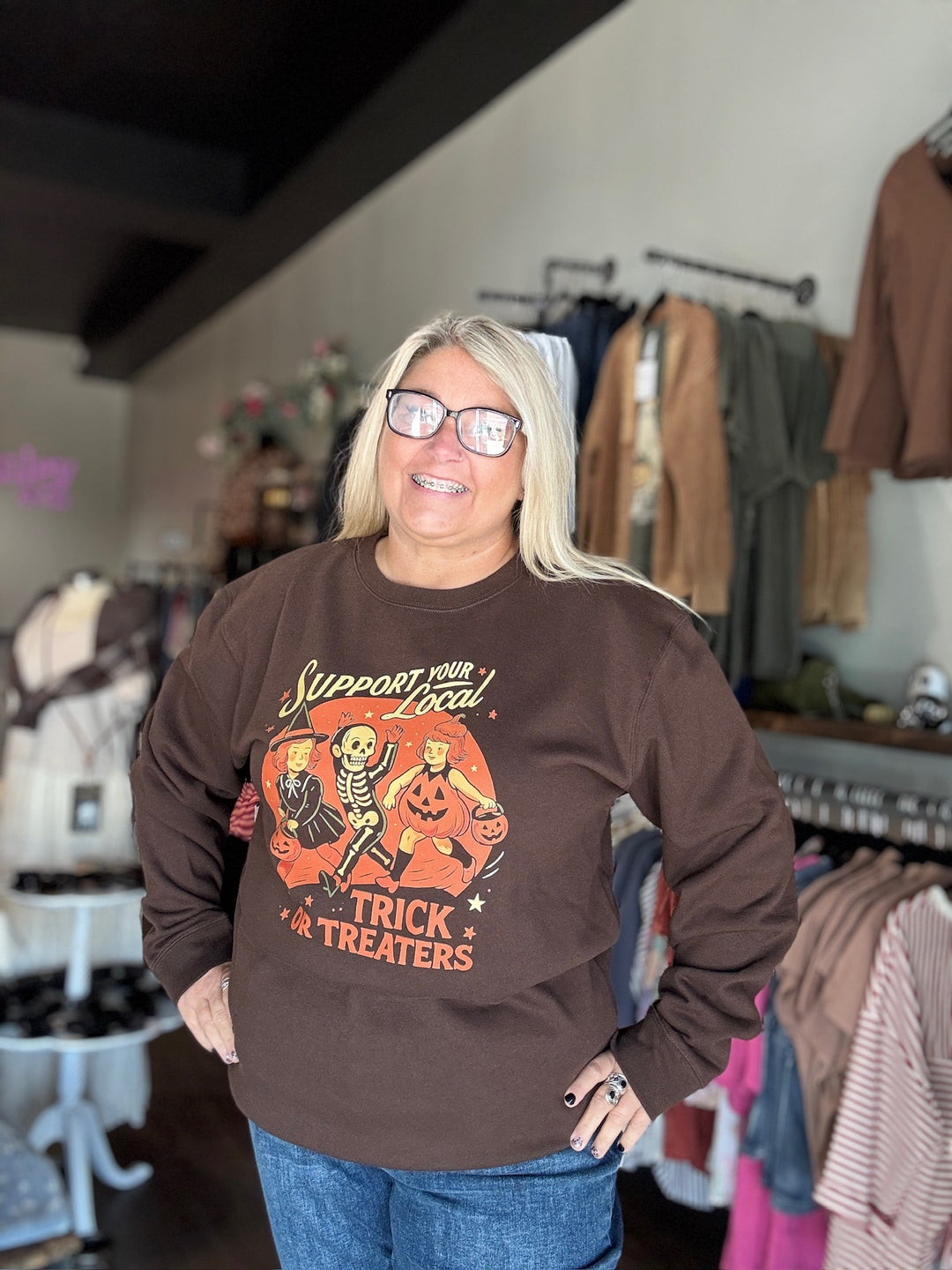Brown Trick Or Treaters Sweatshirt