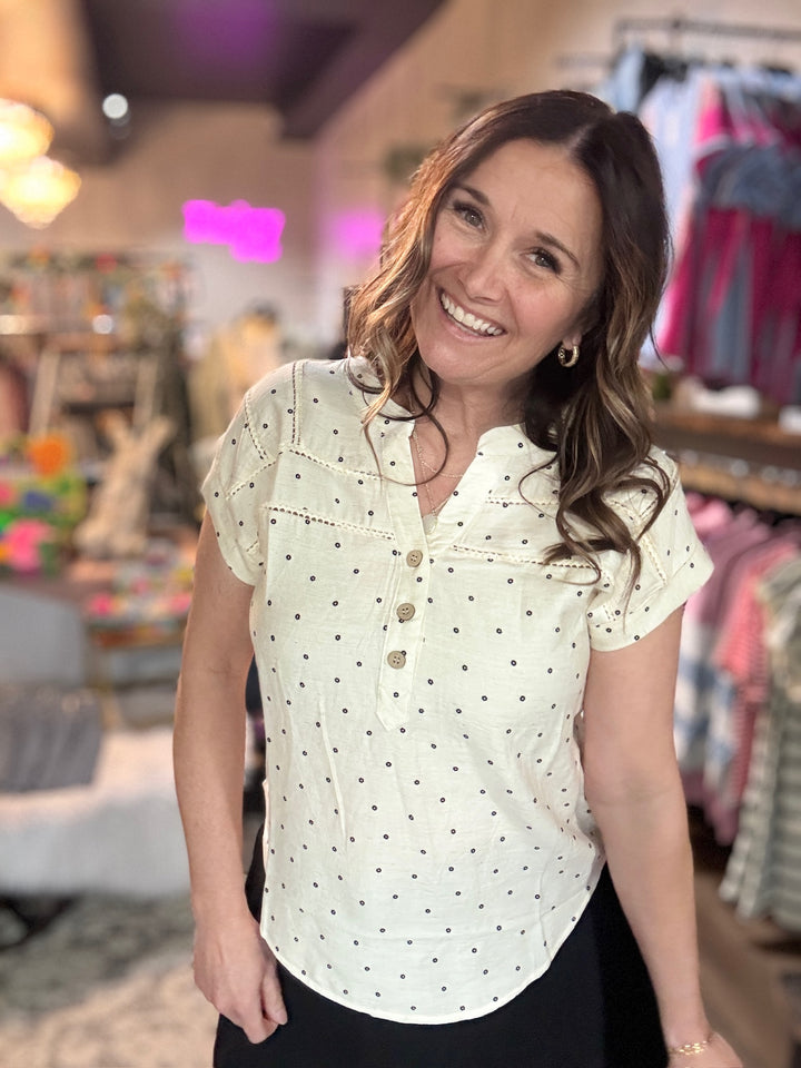 Floral Polka Dot Short Sleeve Top