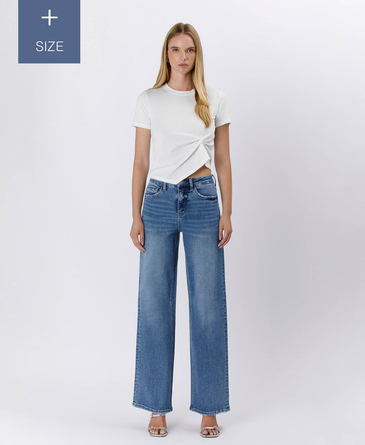 PLUS SIZE TUMMY CONTROL SUPER HIGH RISE BAGGY WIDE LV1574-P